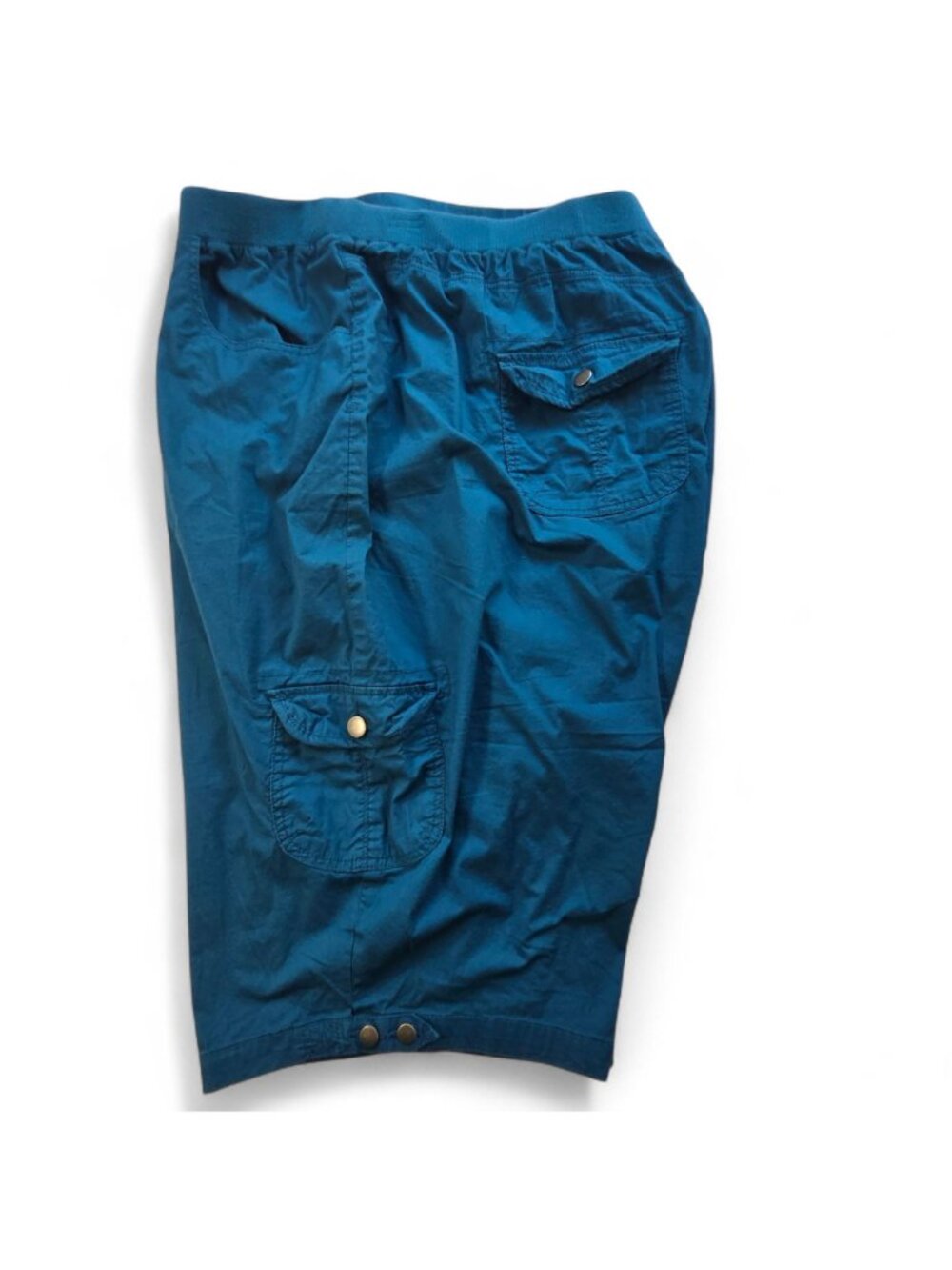 Liz & Me Womens Cargo Capri Pants Cropped Elastic Waist Teal 5X 100% Cotton - Picture 10 of 12